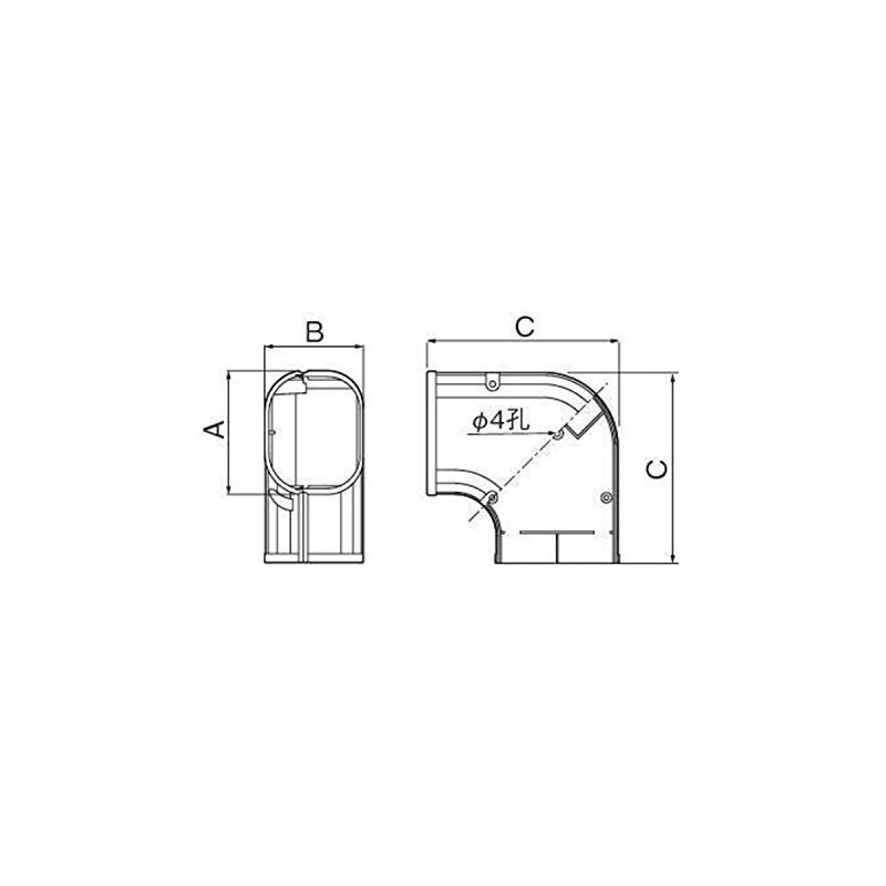Inaba Denko Pipe Fitting Cover Slim Corner Flat 90° Flat