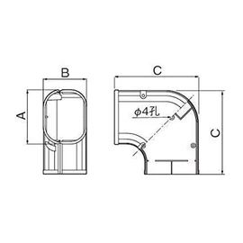 Inaba Denko Pipe Fitting Cover Slim Corner Flat 90° Flat 90° Bend White SK-100-W