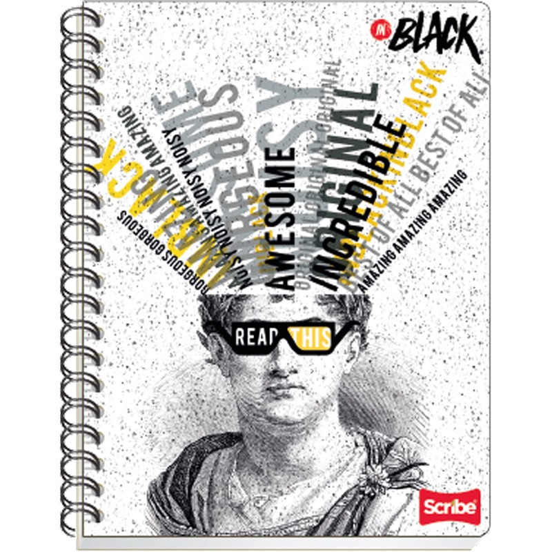 Scribe, INBLACK, Cuaderno Profesional con Espiral Doble de Pasta Semi