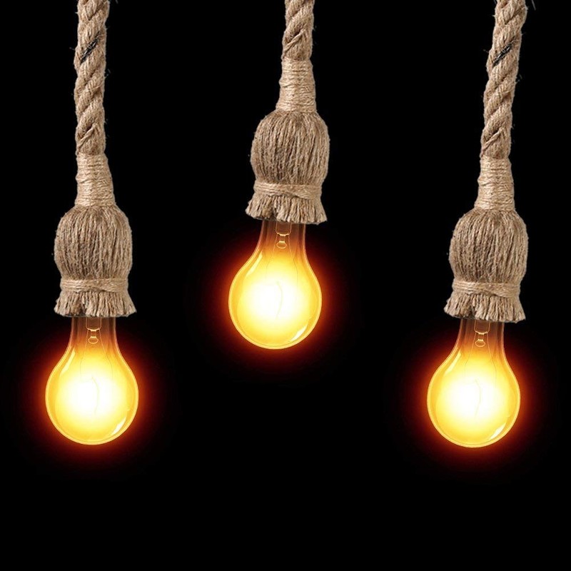 Rope Chandelier Pendant Light Ceiling Lamp E27 Base Lamp Cord