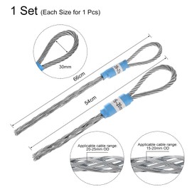 MECCANIXITY 15-20MM & 20-25MM Single Head Wire Threader Cable Socks Puller Galvanized Steel Wire Cover Grip Tube Net Pipe Suitable for Conduit Wire Rope - 1 Set