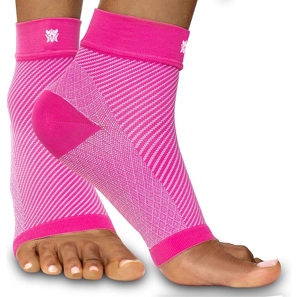 Bitly Plantar Fasciitis Compression Socks for Women & Men - Best Ankle Compression Sleeve, Nano Brace for Everyday Use - Provides Arch Support & Heel Pain Relief (Pink, Medium)