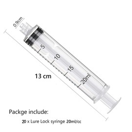 10 Pack 20ml Syringes Luer Lock with Measurement, Plastic Syringe for Scientific Labs, Liquid Dispensing and Refilling, Multiple Uses Measuring Syringe Tools