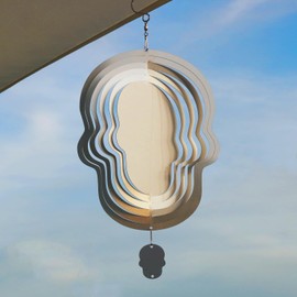 Wind Spinner 10-inch 3D Stainless Steel for Garden Decor, Skull Fever Sublimation - Worth Gift Holiday Decor GWS