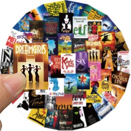 50pcs Broadway Musical Stickers - Classic Vinyl Waterproof Decals for Laptop, Water Bottle, Bumper Car, Planner - Kids, Toddlers, Teens, Girls (Musicals)
