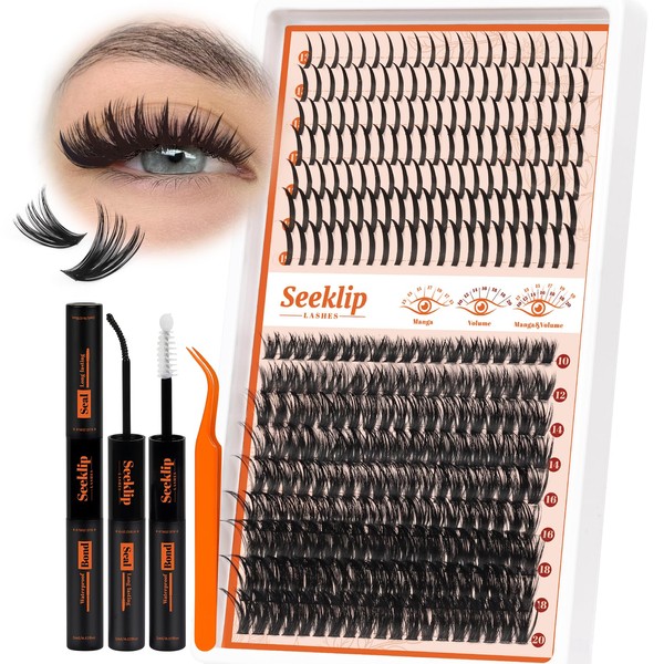 Seeklip Lash Clusters Kit 147 Pcs 13-19mm Manga Eyelash Clusters