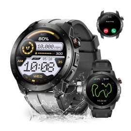 Military Smart Watches for Men Built-in GPS(Answer/Make Calls), 1.43" AMOLED Screen with Compass, Altitude, Barometer, 3ATM Waterproof, Fitness Watch with Health Monitor for Android iOS