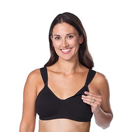 LOVING MOMENTS by Leading Lady Cotton Soft Cup Nursing Bra, Black, 40DDD