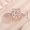 Chargances Bridal Flower Rhinestones French Hair Clip Wedding Silver Crystal