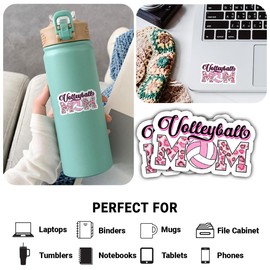 3 Pcs Volleyball Mom Stickers – Motivational Quote Decals for Sports Moms, Volleyball Fans – Gifts for Moms Who Support Their Kids in Sports – for Laptop, Water Bottle, Tumbler – 3"x3"