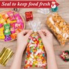 MELLIEX 100 Pcs Christmas Cookie Bags, Clear Cellophane Bags Candy