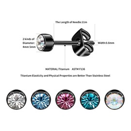3 Pairs Stud Earrings for Women Earrings Hypoallergenic G23 Titanium Non-Nickel Anti-Allergy Earrings 4mm Earrings for Sensitive Ears(Aquamarine Crystal)