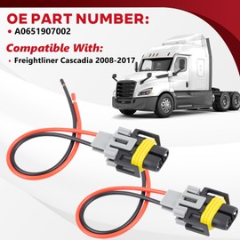 Svicari High/Low Beam Headlights Pigtail Connector Wire Harness Fit for Freightliner Cascadia 2008-2017 Replace OE A0651907002 2Wire 2PCS