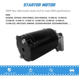 Starter Motor Replacement for Kohler Engine 15-20HP 12-098 Series John Deere LT133 All, LT155 All, LT160 All, LTR155 All, STX46 All AM122435, 5770N 5666940 SM56669