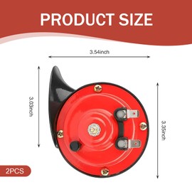 Downhill 2 PCS 300DB snail horn, ABS Super Loud Car Horn, Universal 12V Waterproof Air Horns Kit Replacement, for Cars, SUVs and Trucks (Red)