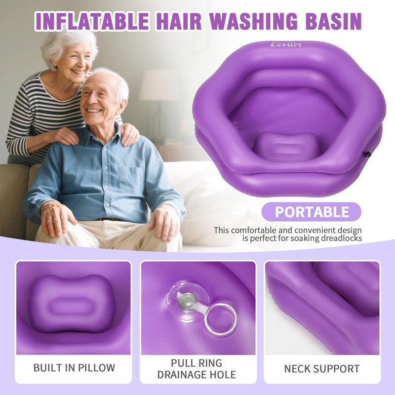 Inflatable Shampoo Basin for Bedridden Elderly & Disabled - Portable