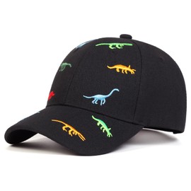 MCWTH Dinosaur Baseball Cap for Toddler Boys Girls, Kids Embroidered Sun Hat 2-8 Years Old Black