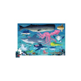 Crocodile Creek 50-Piece Jigsaw Puzzle - Big Table or Floor Puzzles for Kids Ages 4-6 and Up - Keepsake Tin Box for Storage - Shark Reef - 12" W x 8" H Finished