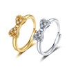 Bow Ring Fashion Jewelry CZ Crystal Diamond Bowknot Open Adjustable