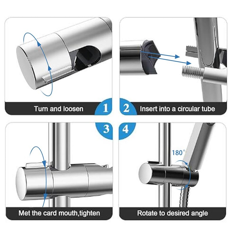 Decaura Shower Head Holder for 25mm Slide Bar, Plastic Swivel