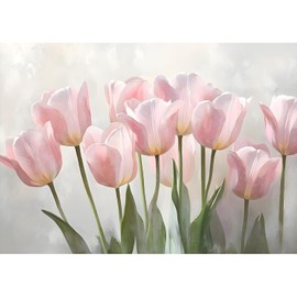 MXJSUA Tulips Diamond Painting Kits for Adults, 5D Flowers Diamond Art Kits for Beginners, DIY Full Drill Paint with Diamond, Home Wall Decor 12 x 16 Inch