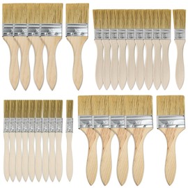 Huucozn 30 Stück Pinsel Malerpinsel Set 12/25/38/50 mm Flachpinsel Set Malerpinsel mit Holzgriff Wiederverwendbares Pinsel Set Holz Pinsel Lasurpinsel Streichpinsel für Malerbedarf, Streichen, DIY