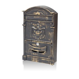 Yoocabinet Wall Mount Mailbox, Large Capacity Mailbox for Outside,Aluminum and Galvanized Steel Rust-Proof Hanging Secured Postbox, Security Key Drop Box,18"x11.8"x4.9" Gold