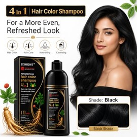 Shampoo con Tinte Negro 4 en 1 500 ml – Cubre Canas para Mujer y Hombre, Coloración Capilar, Limpia, Nutre y Ayuda a Cuidar el Cabello, Fácil de Aplic