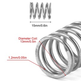 GUNGY Compression Spring Stainless Steel Spring Compression Springs 15 mm Wire Diameter 1.2 mm Outer Diameter 13 mm Length 15 mm Maximum Spring Force 1.6 kg Pack of 10