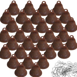 Rusty Craft Bells 34Pcs Set, 3.8cm Vintage Bells with Hooks for Antique Home Decorations, DIY Wind Chimes