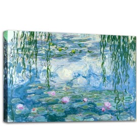 Large Water Lilies by Claude Monet Canvas Wall Art Famous Painting - Classic Canvas Art Wall Decor Picture Print with Framed for Home Office Wall Decor-32 x48