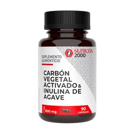 Carbón Activado con Inulina de Agave 600 mg N2000, 90 Cápsulas, Suplemento Alimenticio                                                                