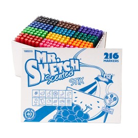 Mr. Sketch Scented Stix Markers, Fine Tip, Assorted Colors, 216 Count