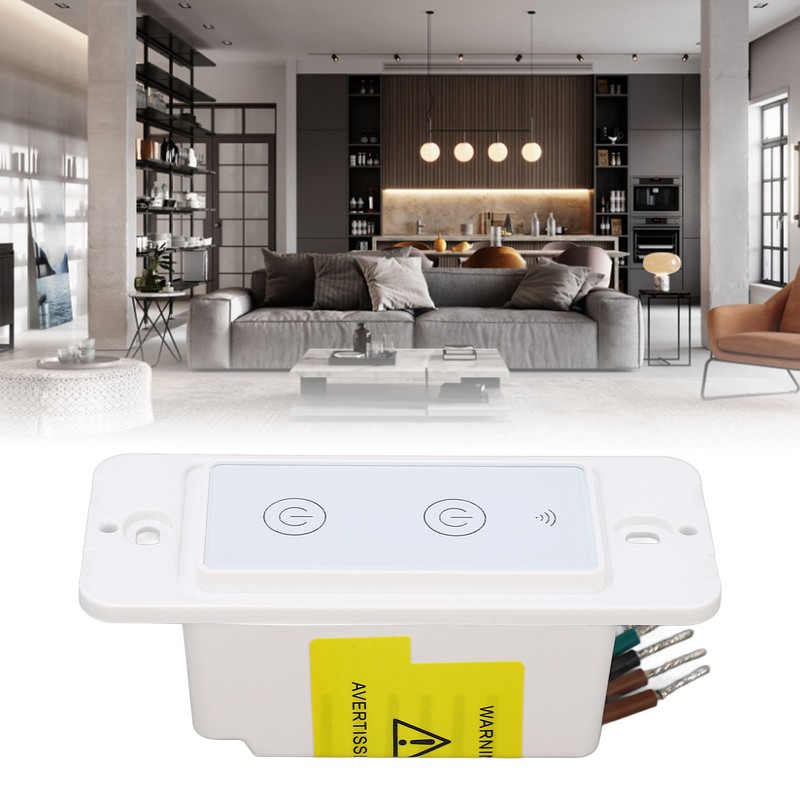 Smart Wall Switch 2 Gang Touch Glass Panel Support Voice