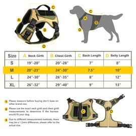 WINGOIN Tactical Dog Harness for Medium Dogs, No Pull Harness with Handle 2 Pockets Poop Bag, Reflective Dog Vest, Military Service Heavy Duty Big Dog Harness for Walking Hiking Training, Khaki, M