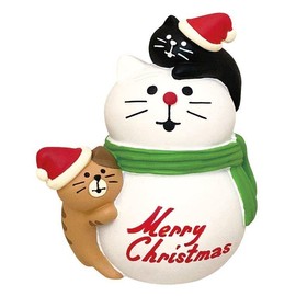 Decole Concombre ZXS-35022X Kitten and Snowman, Approx. 2.5 x 1.9 x 2.9 inches (64 x 48 x 74 mm)