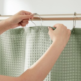 Indecor Home Luxury Waffle Weave Shower Curtain Elegant Hotel Style Fabric for Bathroom, Water Repellent, Machine Washable Desert Sage Waffle