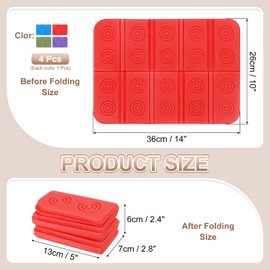 YELARXI Folding Foam Mat, 14 x 10" Mini Portable Lightweight Mini Waterproof Folding Mat Fit for Backpacking Hiking Camping Kneeling - (4Pack, Blue, Red, Green, Purple)