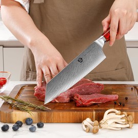 WILDMOK Kiritsuke Knife 8.5 inch, Razor Sharp Vegetable Cleaver, Japanese Chef Knife Damascus Steel, Multipurpose Professional Chef Knife, Ergonomic Resin Handle with Gift Box