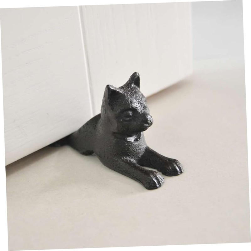 STOBOK Cast Iron Cat Shape Door Stopper Heavy Duty Wedge