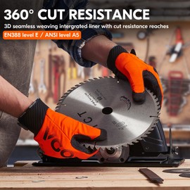 Vgo... 1Pair Cut Resistant Work Gloves,Cut Proof Gloves for Men,Impact Gloves,ANSI Level 5 Cut Resistant Gloves,Cow Leather Mechanics Gloves,Anti-Vibration Gloves,Oil and Gas Digging (CA9794IPA5,M)