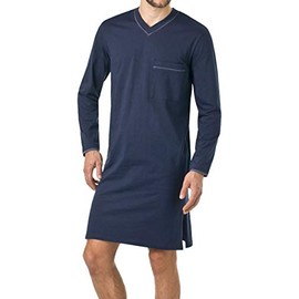 Men's Long Sleeve Nightdress, midnight blue