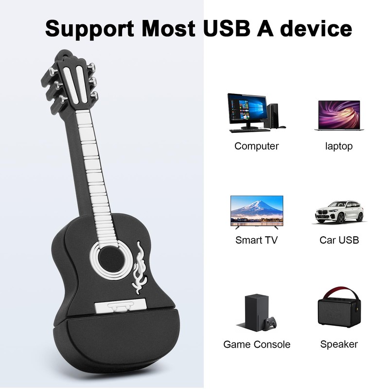64GB USB Flash Drive Memory Stick Guitar Shaped Pendrive for