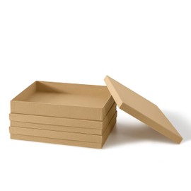 Soul & Lane Document Storage Boxes - Set of 3 (13.2" x 9.8" x 1.8"), Versatile Photo & Craft Organizer for Home Office, Stackable Cardboard Storage for Letters, Papers, Files & Memorabilia, Kraft