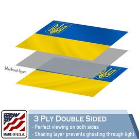 KEYCA Ukraine Trident Flag 3x5 FT Made in The USA-Heavy Duty Vibrant Colors Double Sided Ukrainian UKR Flag with 2 Brass Grommets for Home/Company/Indoor Outdoor Decoration