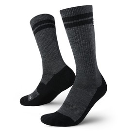 Outway Everyday Merino Wool Crew Socks, Moisture-Wicking Athletic Calf Socks with Arch Support Merino Wool Socks for Women and Men, Size S/M - Smoke