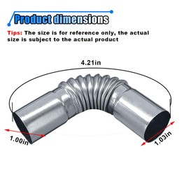 24mm Air Diesel Heater Exhaust Pipe, Stainless Steel Air Parking Heater Exhaust Pipe Hose with 4 Clamps, Flexible Exhaust Pipe Tube Elbow Connector for Diesel Boat Heater (2PCS)