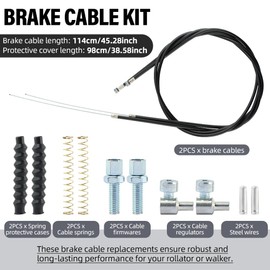 JIANWEI 14Pcs Brake Cable Drive Rollator Replacement Parts, 45" Brake Cable Rollator Walker Parts, Universal Cable Drive Walker Parts for Folding Wheelchair, for Most Brands(Black)