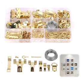 Picture Hanging Kit, 250Pcs Picture Hanging Hooks and Wire Plasterboard Pictures Hooks Pictures Frame Hooks Heavy Duty Assorted Picture Hangers for Home Office Frames Paintings Mirrors