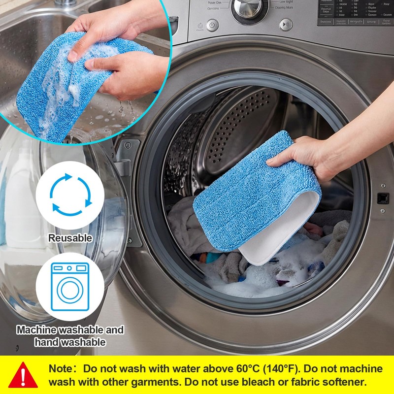 HOMEE Reusable Microfiber Mop Pads, 12 Pack 18"x 6" Mop
